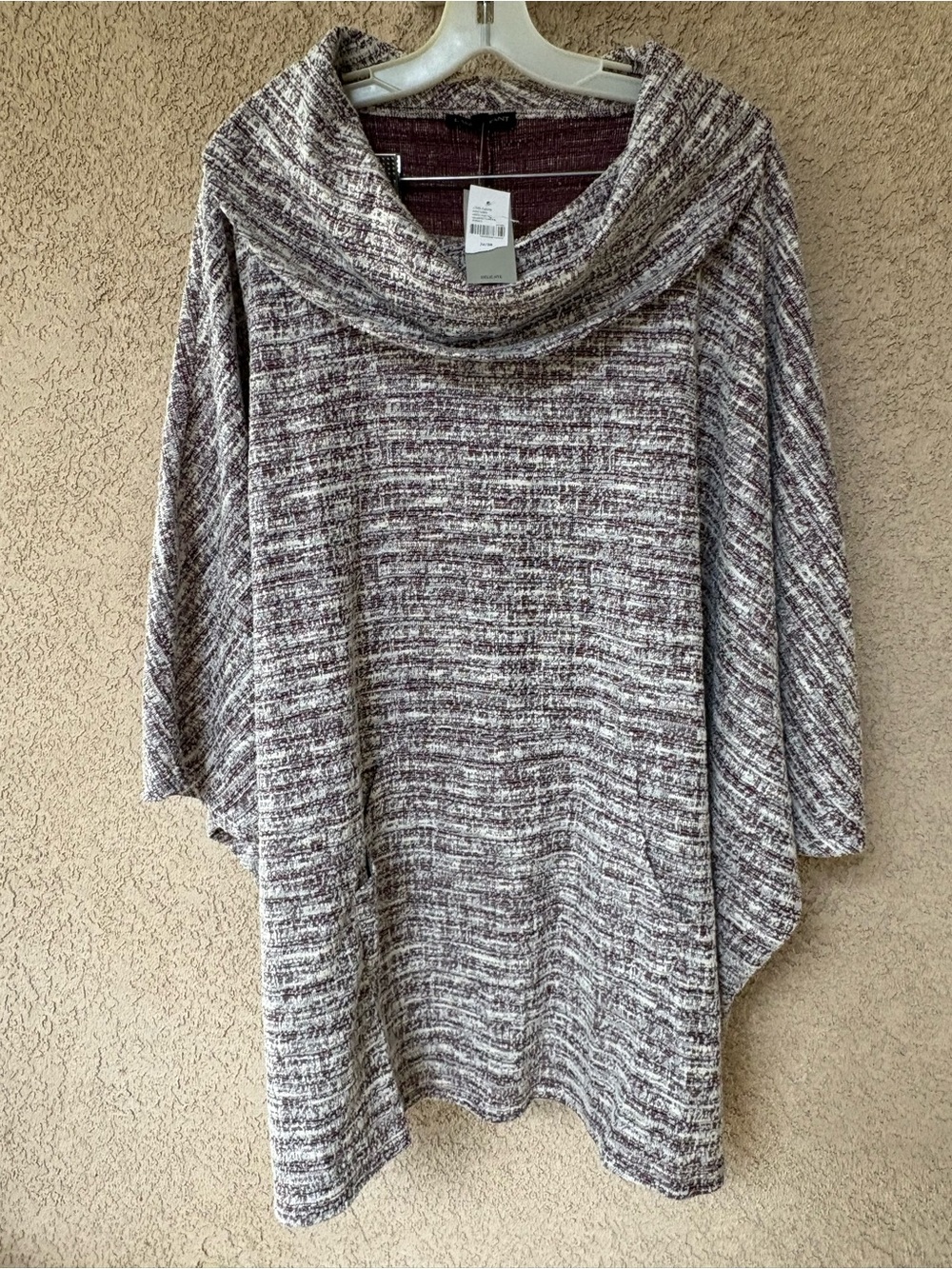 NWT Lane Bryant Marled Cowl Neck Tunic Sweater Gray Brown Plus Size 26/28